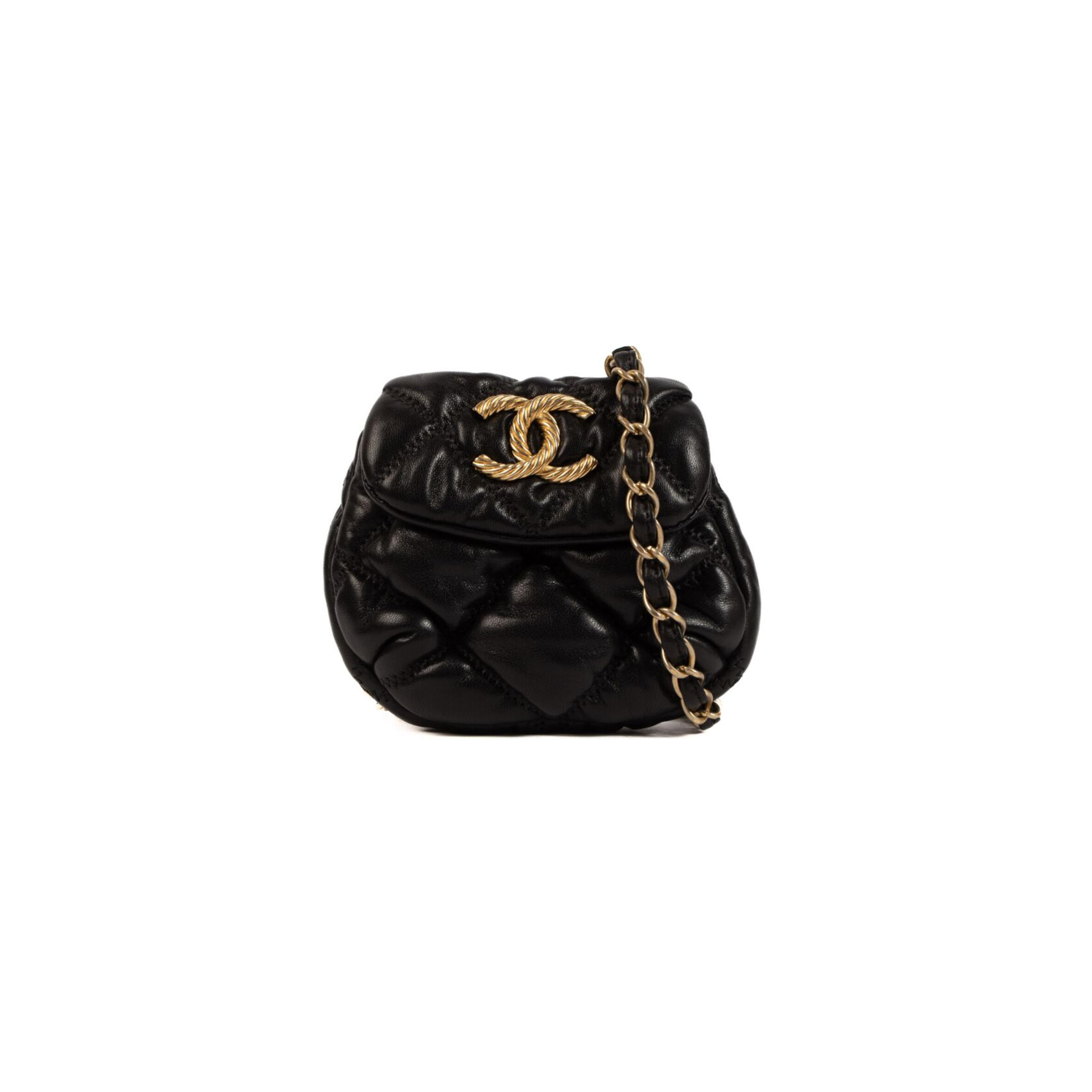 CHANEL BLACK MINI QUILTED BUBBLE CROSSBODY BAG (14*11*5cm)